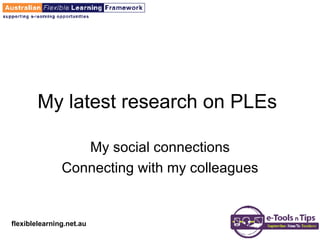 My latest research on PLEs  My social connections Connecting with my colleagues 