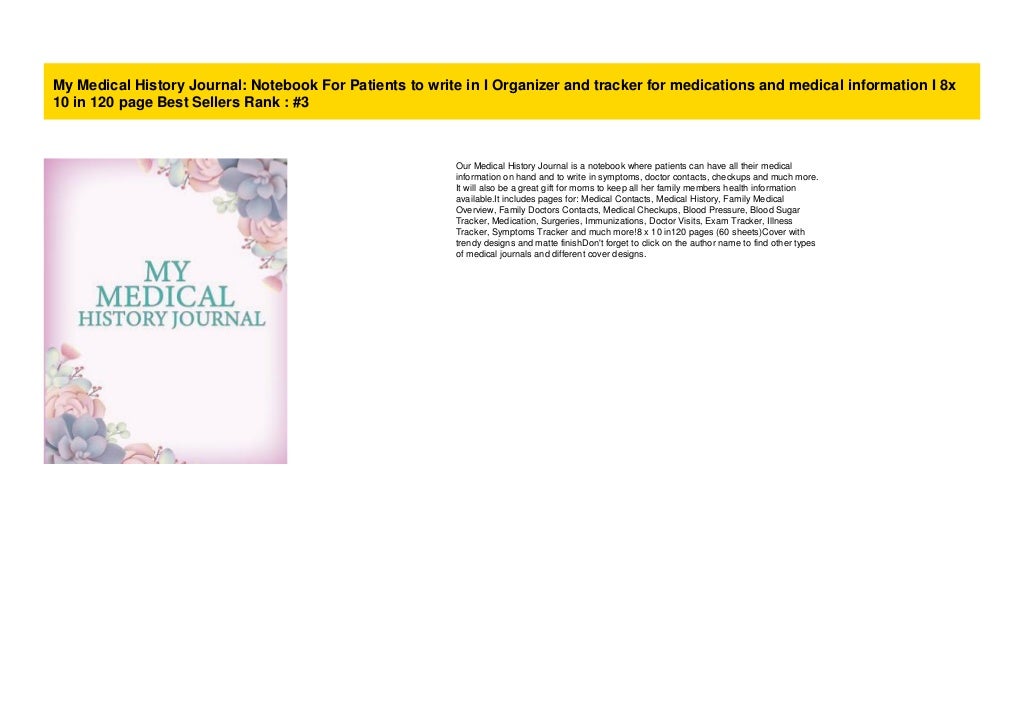 My Medical History Journal Notebook For Patients to write in I Org…