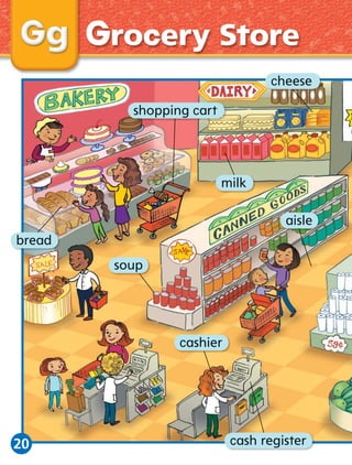 Grocery Store
cheese
shopping cart

milk
aisle
bread
soup

cashier

20

cash register

 