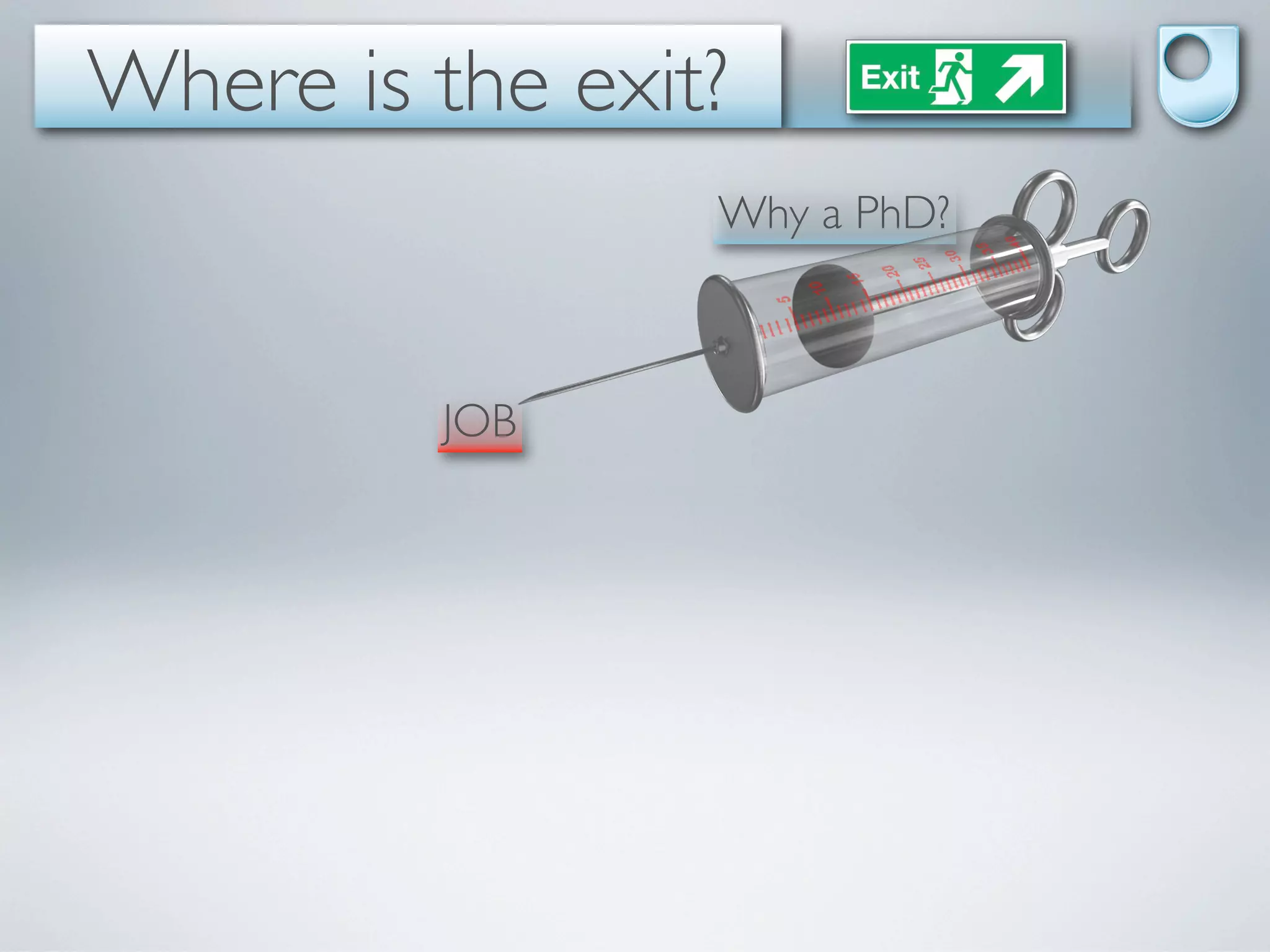 Where is the exit?
                 Why a PhD?



         JOB
 