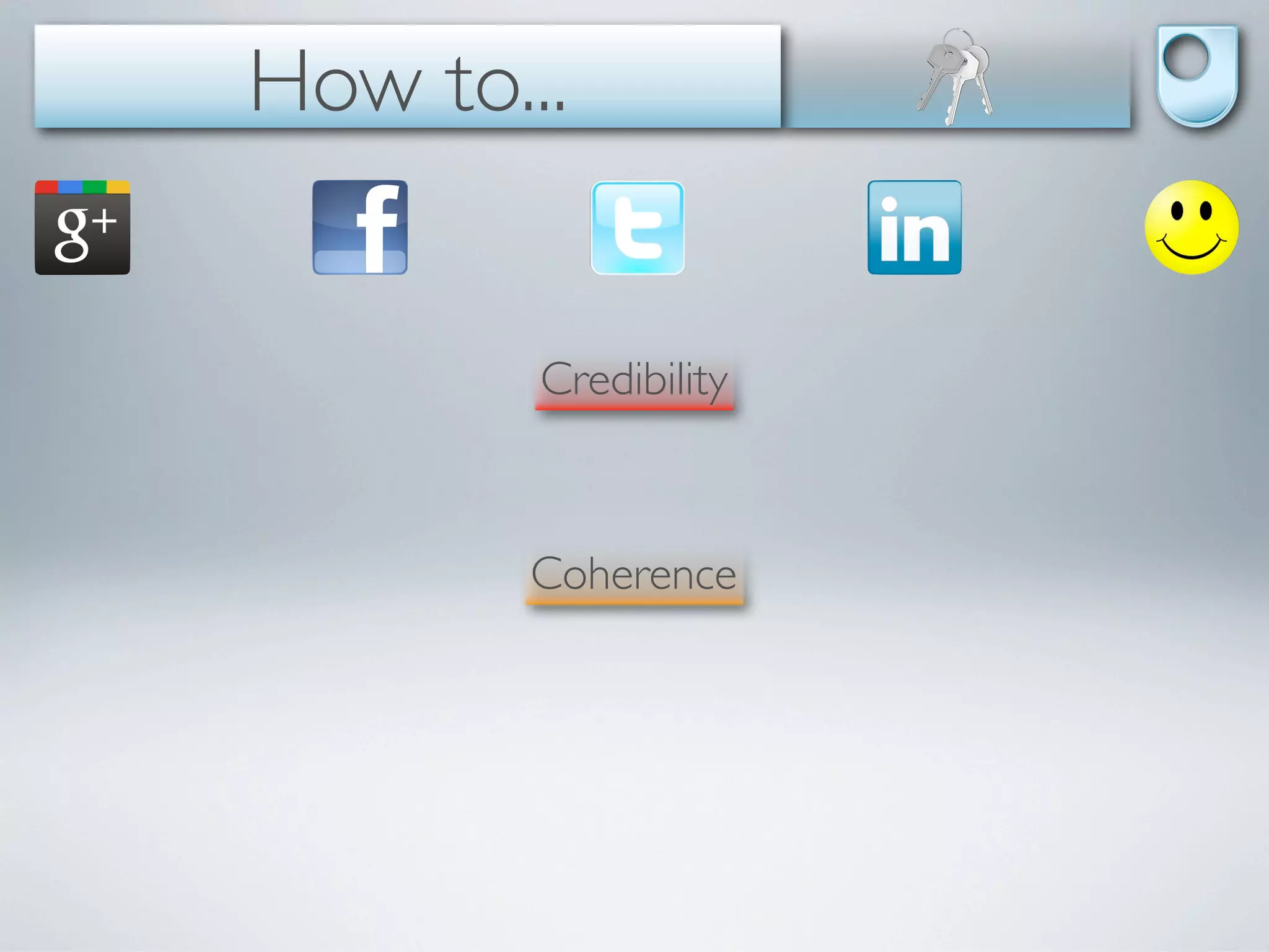 How to...


        Credibility



       Coherence
 
