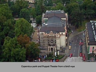 Copernicus park and Puppet Theater from a bird's-eye 