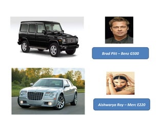 Brad Pitt – Benz G500 Aishwarya Roy – Merc E220 