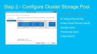 Step 2:- Configure Cluster Storage Pool
                         √ Install Roles and Features
 