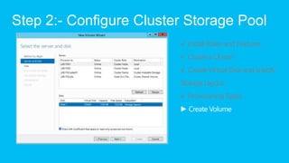 Step 2:- Configure Cluster Storage Pool
                         √ Install Roles and Features
                         √ C...