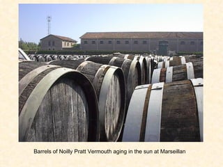 Barrels of Noilly Pratt Vermouth aging in the sun at Marseillan 