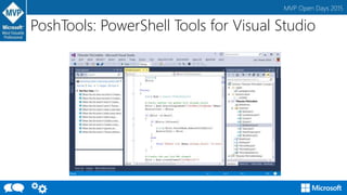 MVP Open Days 2015
PoshTools: PowerShell Tools for Visual Studio
 