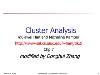 Cluster Analysis ,[object Object],[object Object],[object Object],modified by Donghui Zhang 