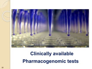 Clinically available
Pharmacogenomic tests
22
 