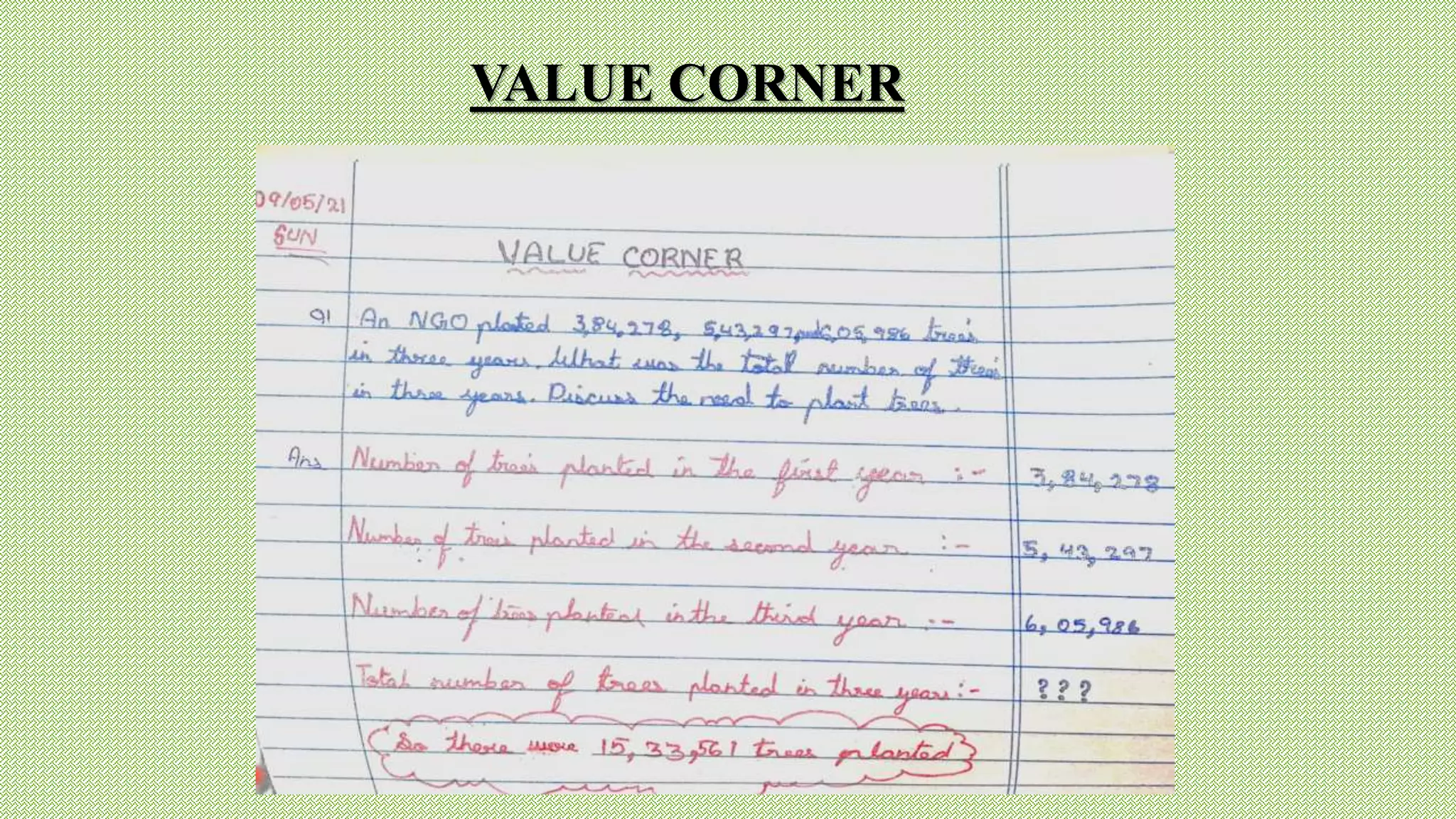 VALUE CORNER
 