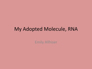 My Adopted Molecule, RNA Emily Allhiser 