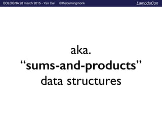 BOLOGNA 28 march 2015 - Yan Cui @theburningmonk LambdaCon
aka.	

“sums-and-products”	

data structures
 