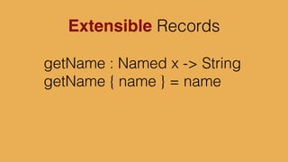 drawCircle x y =	

	

 (Float -> Shape) 	

	

>> ﬁlled (rgb 150 170 150)	

	

>> alpha 0.5	

	

>> move (x, y)
Shape -> Form
 