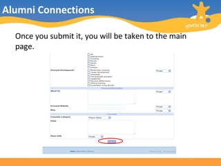 Alumni Connections Once you submit it, you will be taken to the main page. 