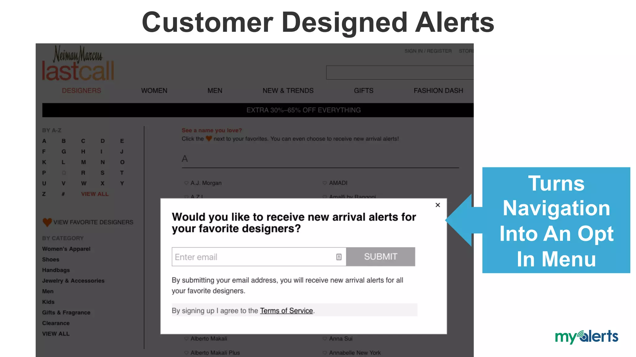 Customer Designed Alerts
Turns
Navigation
Into An Opt
In Menu
 
