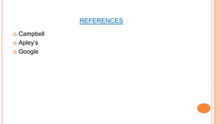 REFERENCES
 Campbell
 Apley’s
 Google
 