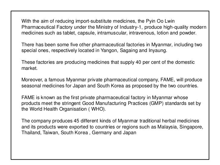 Myanmar Pharmaceutical market an Overview and an Opportunity