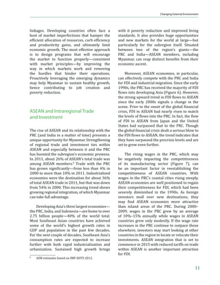 ‹ϐŽ‘™• ȋƒ„Ž‡ ͶȌǤ
borrows from the CBM and commercial banks                          ‹…‡ ›ƒƒ” ƒ†‘’–‡† ‹–• ǲ š’‘”– ‹”•–ǳ ’‘Ž‹…›
–‘ ϐ‹ƒ…‡ ‹–• †‡ϐ‹…‹– ȋ ‹‰—”‡ ͷȌǤ „‘—– Ͷ͸Ψ ‘ˆ                     ‹ ͳͻͻ͹ǡ ‡š’‘”–• Šƒ˜‡ ‡š’ƒ†‡† •‹‰‹ϐ‹…ƒ–Ž›Ǥ
–Š‡ ϐ‹•…ƒŽ †‡ϐ‹…‹– ‹ ʹͲͳͳȀͳʹ ™ƒ• ϐ‹ƒ…‡†                        However, imports are rising faster, due to
through bonds; the rest was monetized by the                       increased imports of capital goods, industrial
CBM (IMF 2012). This in turn effectively crowds                    machinery, and consumer durables. Both trade
out private sector investments because the                         ƒ† …—””‡– ƒ……‘—– †‡ϐ‹…‹–• ƒ”‡ ‡š’‡…–‡† –‘
country’s supply of loanable funds is limited.                     widen in FY2012/13 from the previous year.

    Improving revenues is essential for                                Myanmar announced an overhaul of its
funding development: public expenditures                           complex exchange rate system in March 2012
on education and health care have been                             as a part of broad reforms to modernize its
especially low.4 Myanmar is the only developing                    economy. Myanmar’s multiple exchange rate
Asian country with a defense budget that is                        ”‡‰‹‡ ‹…Ž—†‡† ‘ˆϐ‹…‹ƒŽǡ •‡‹Ǧ‘ˆϐ‹…‹ƒŽǡ ƒ†
greater than the education and health budgets                      —‘ˆϐ‹…‹ƒŽ ”ƒ–‡•Ǥ Š‡ ‘ˆϐ‹…‹ƒŽ ‰‘˜‡”‡– ”ƒ–‡ǡ
combined. The government has substantially                         ™Š‹…Š ™ƒ• ϐ‹š‡† ƒ– ƒ„‘—– ͷȂ͸ ’‡” 
increased spending on the social sectors,                          dollar, was widely ignored, as the running rate
but education and health spending may still                        on the black market averaged about MK800 per
account for less than 2.0% of GDP based on its                      †‘ŽŽƒ”Ǥ Š‡ ‡™ ƒƒ‰‡† ϐŽ‘ƒ–‹‰ ‡š…Šƒ‰‡
FY2012/13 budget.                                                  rate regime, which came to effect in April 2012,
                                                                   has a single, market-determined rate.

3
         IMF (2012) estimated that the impact of adopting
         a market-based exchange rate on the consolidated
         public sector budget would be 1.2% of GDP in              Poverty and Inequality
         FY2012/13, driven mainly by an increase in the net
         transfers from state economic enterprises.
4
         More details on public expenditure on education and       Myanmar has made some progress in poverty
         Š‡ƒŽ–Š …ƒ”‡ …ƒ „‡ ˆ‘—† ‹ –Š‡ ǲ ‘•–”ƒ‹–•ǳ ’‘”–‹‘     reduction, although there is further room for
         of Section III.


6
 