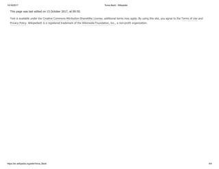 10/16/2017 Yoma Bank - Wikipedia
https://en.wikipedia.org/wiki/Yoma_Bank 4/4
This page was last edited on 13 October 2017, at 09:50.
Text is available under the Creative Commons Attribution-ShareAlike License; additional terms may apply. By using this site, you agree to the Terms of Use and
Privacy Policy. Wikipedia® is a registered trademark of the Wikimedia Foundation, Inc., a non-profit organization.
 