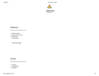 10/16/2017 Innwa Bank Limited
https://www.ablmm.com/ 4/4
INNWA BANK
Company Inc.
ATM Machine
9 Miles Start Mart
BaHtoo, Southern Shan
BaYintNaung
ThanDaungGyi
READ MORE ()
Changers
Naypyitaw
Chanayethasan
Kyauktada
 