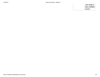 10/16/2017 Myanma Apex Bank - Wikipedia
https://en.wikipedia.org/wiki/Myanma_Apex_Bank 2/2
.com (http://
www.mabban
k.com)
 