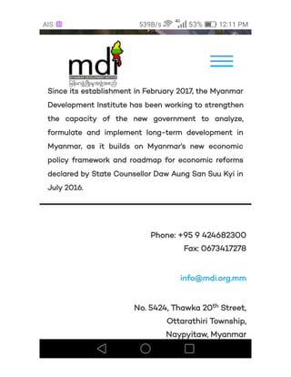 MYANMAR DEVELOPMENT INSTITUTE (MDI) | PDF