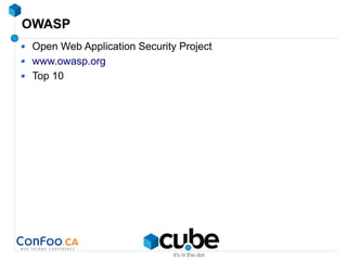 OWASP
Open Web Application Security Project
www.owasp.org
Top 10
 