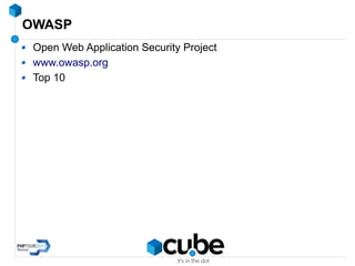 OWASP
Open Web Application Security Project
www.owasp.org
Top 10
 