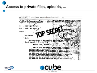 Access to private files, uploads, ...
 
