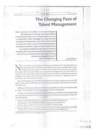 The Changing Face of Talent Management, HRM Review-ICFAI, February 2007