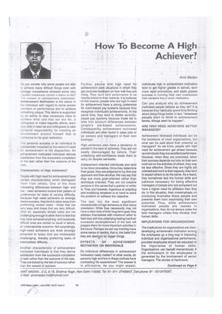 How to Become a High Achiever, NHRDN Newsletter, June 2006