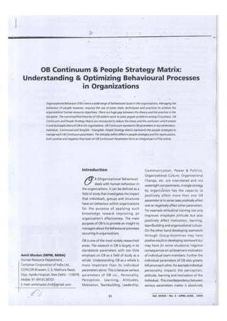 OB Continuum and People Strategy Matrix, IJTD, April-June, 2009