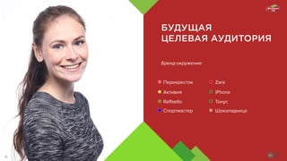 Бренд-окружение
БУДУЩАЯ
ЦЕЛЕВАЯ АУДИТОРИЯ
Перекресток
Активия
Raffaello
Спортмастер
Zara
iPhone
Тонус
Шоколадница
16
 