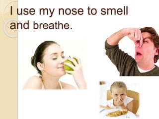 I use my nose to smell
and breathe.
 