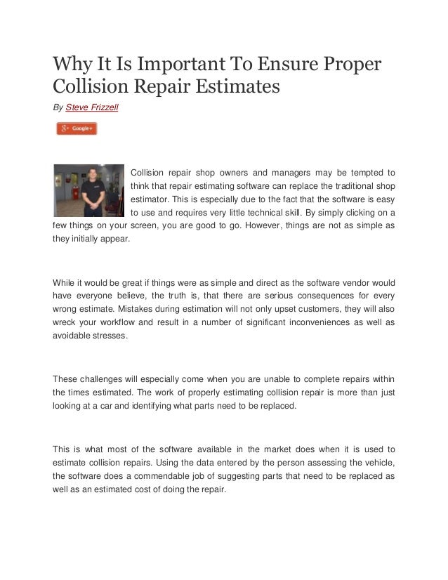 why it is important to ensure proper collision repair estimates 1 638 jpg cb 1387750823 car body repair estimate
