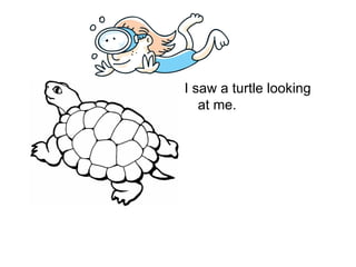 <ul><li>I saw a turtle looking at me. </li></ul>