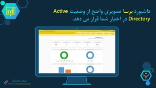 ‫داشبورد‬‫برنـا‬‫واضح‬ ‫تصویری‬‫وضعیت‬ ‫از‬Active
Directory‫در‬‫دهد‬ ‫می‬ ‫قرار‬ ‫شما‬ ‫اختیار‬.
‫پرداز‬ ‫دانا‬ ‫شرکت‬
www.danapardaz.net
 