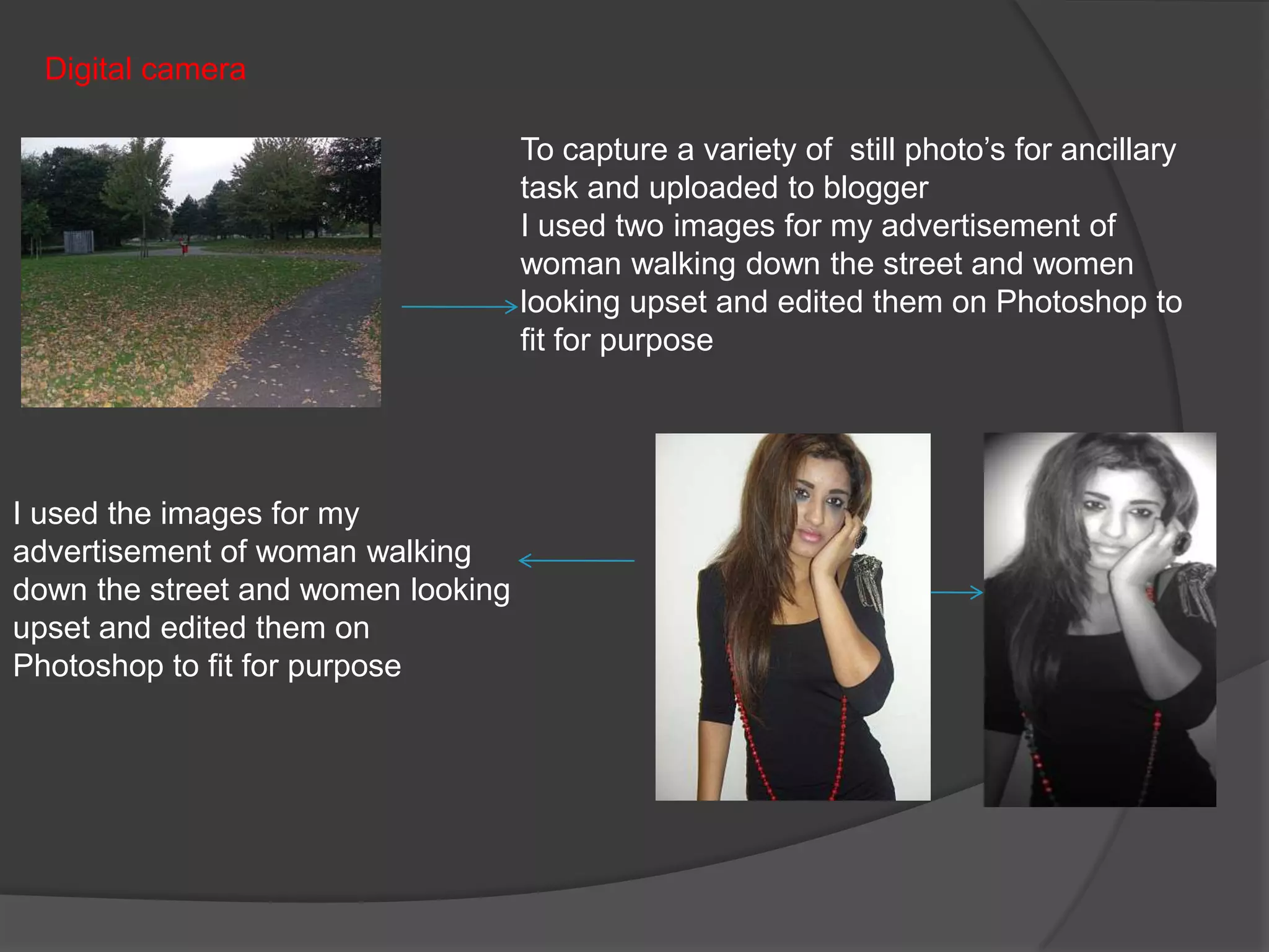 The audience easily understood  the narrative of the music video‘I could really see a strong narrative being presented of love and the loss of a loved one’The house style was consentient throughout the ancillary task and main product with the use of actors used ‘You have really used the colours red, black and white consistently for example the women wearing a red top in the video top reflects the red used on the CD cover and advertisement’  The music video needed more close ups of the couple to show more emotion and give more evidence that flashbacks are being shown. ‘There needs to be more emotion portrayed to make the video effective you could of used close ups’ . What have you learned about audience feedback?