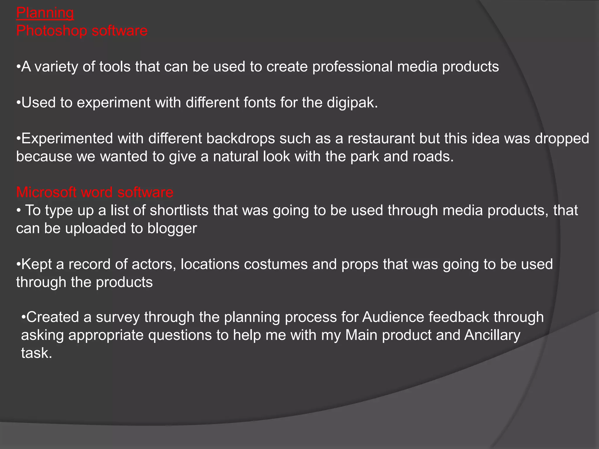 Video Transitions such as Cross dissolve, fade in/out, 3D Effects ‘Wipe’ and ‘pull down’ was used here.