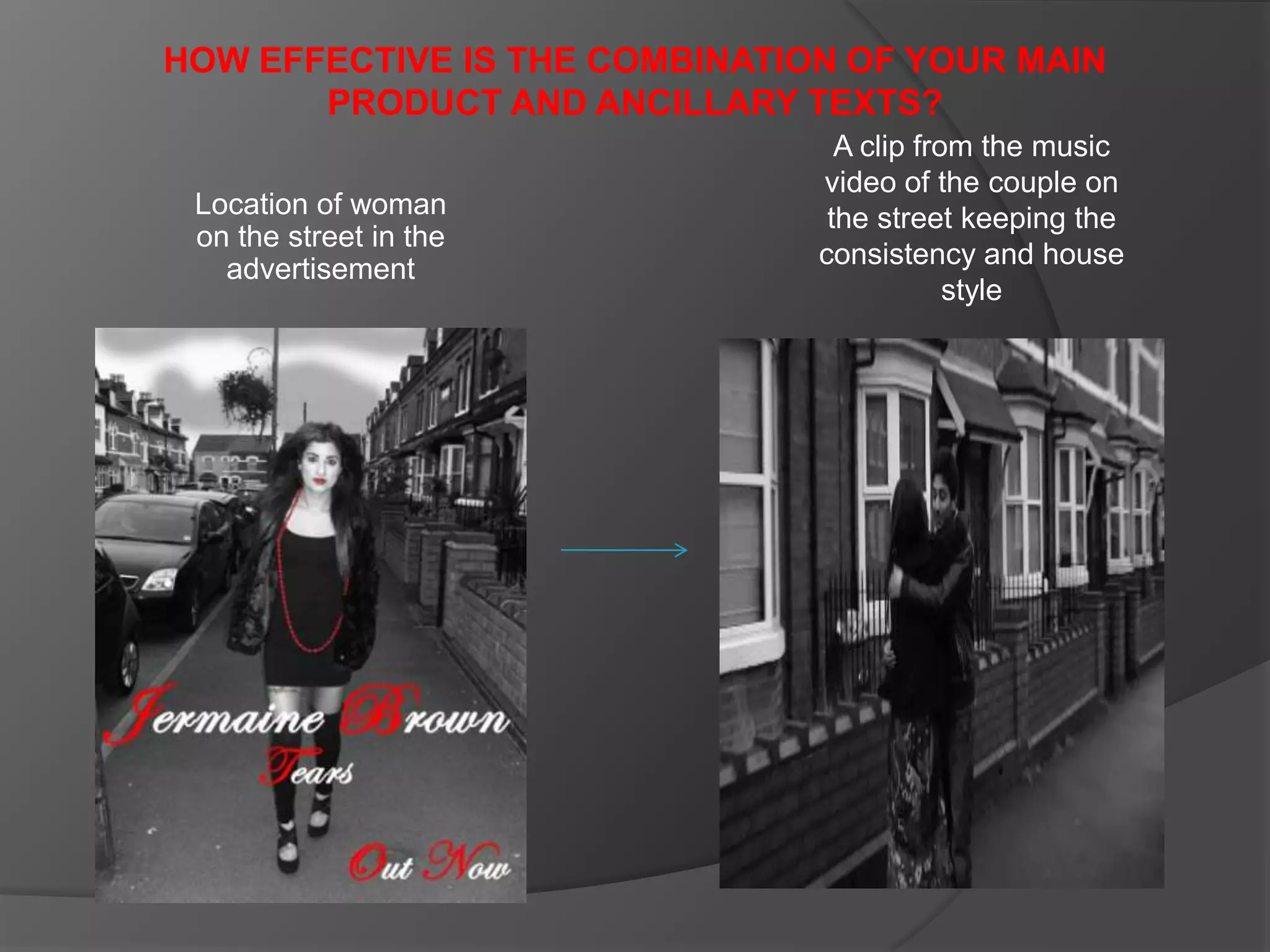 The CD cover for Alicia Keys’ single,  is desaturated likewise my CD cover. A clip from our video at the beginning we have also used the convention of red and black within our video  to present the theme of love and death.  NickiMinaj ‘Your love’ video at the beginning the use of colours used of red, black. Genres are instances of repetition and differences’  (Neale)I have used the convention encoded through the mise en scene of costume of black and red explicitly links to the genre as this helps the audience recognise  the dominant reading through the codes however the narrative is slightly different as ‘Your love’ video the idea of love can lead to revenge however my video is on love and how losing a lost one can lead to someone being in grief 