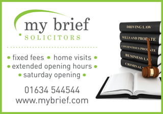 fixed fees home visits
extended opening hours
    saturday opening

  01634 544544
 www.mybrief.com
 