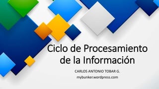 Ciclo de Procesamiento
de la Información
CARLOS ANTONIO TOBAR G.
mybunker.wordpress.com
 