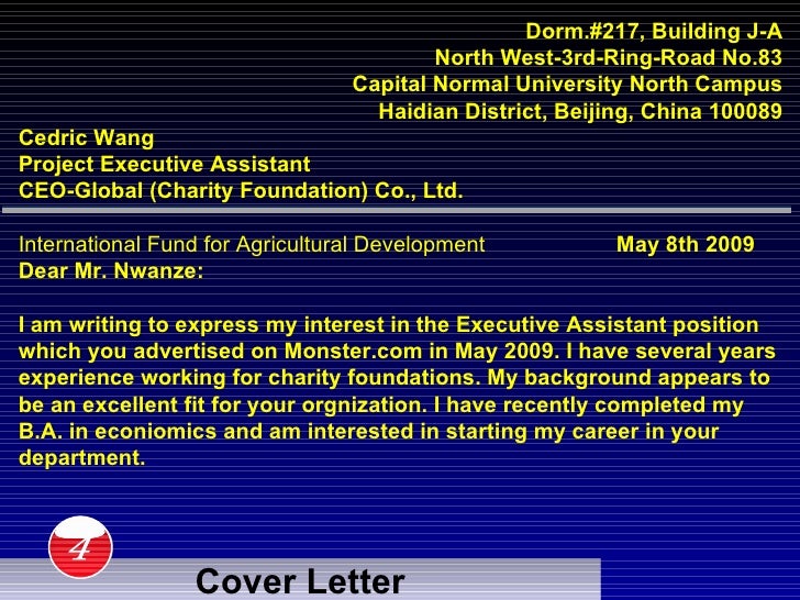 assistant to the ceo cover letter