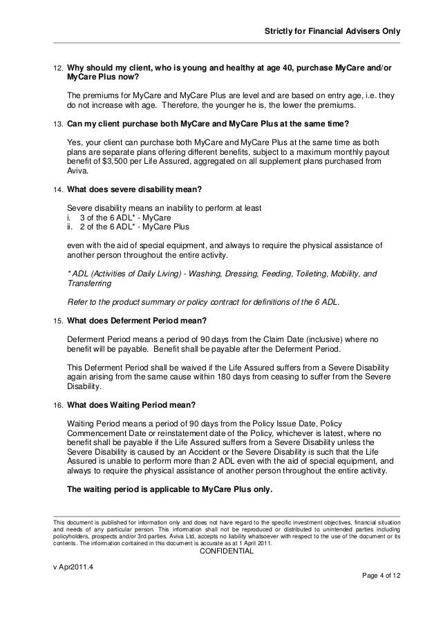 Aviva MyCare (ElderShield Supplement) FAQ