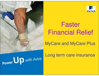 Faster
 Financial Relief
MyCare and MyCare Plus

Long term care insurance
 