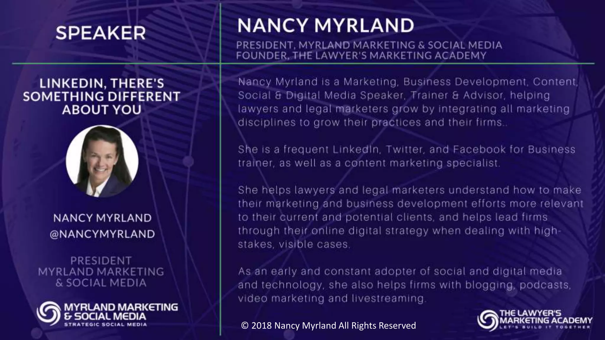 © 2018 Nancy Myrland All Rights Reserved