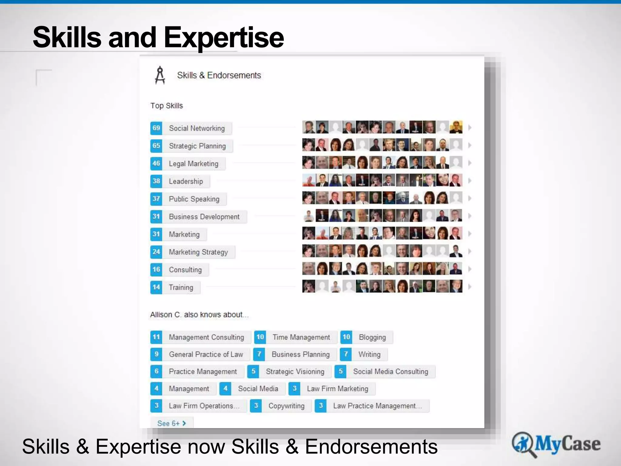 Skills and Expertise 
Skills & Expertise now Skills & Endorsements 
 