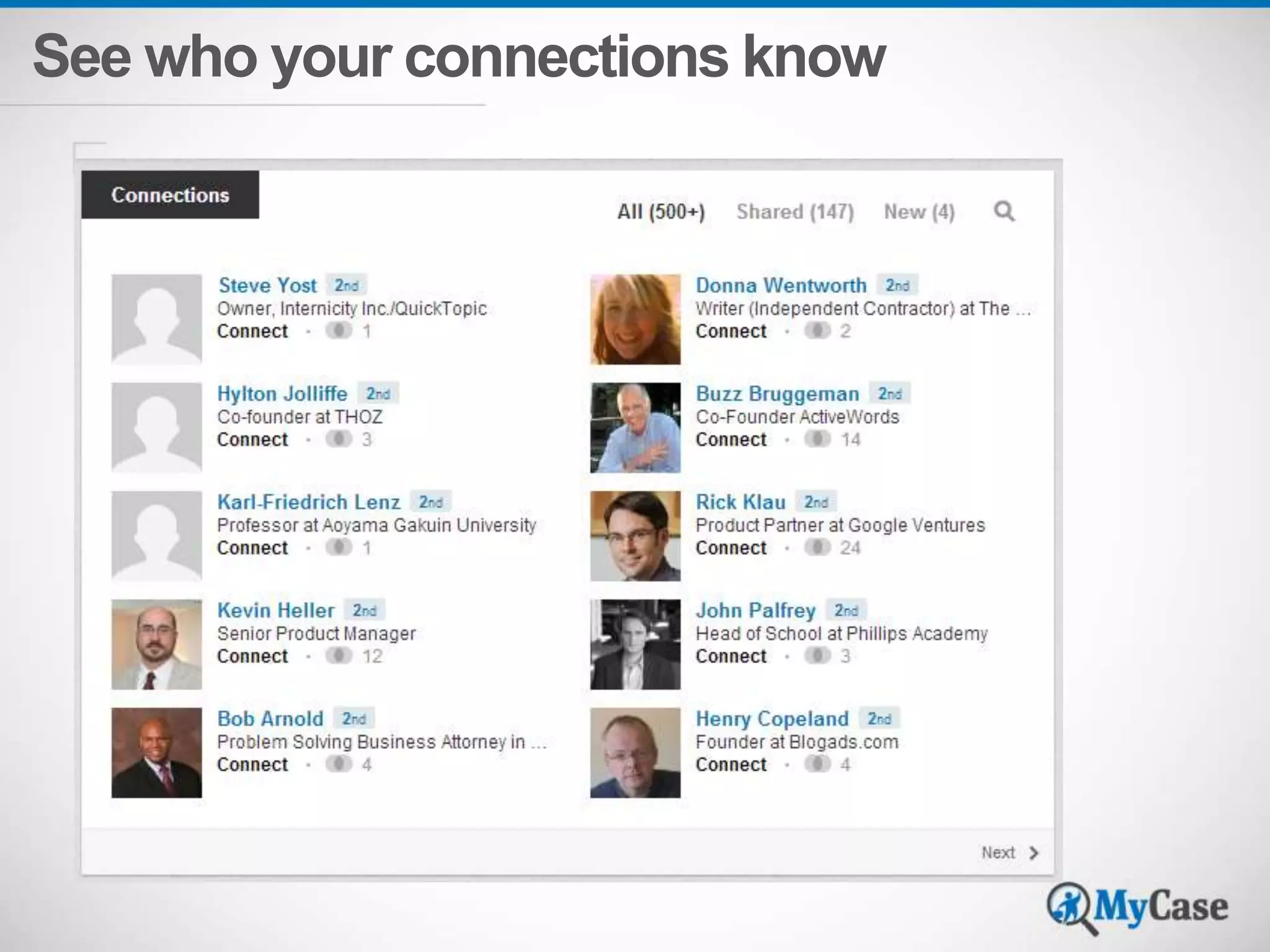 See who your connections know 
 