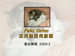 Felis Catus
泛用貓型伺服器
 產品簡報 2004.3
 