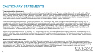 2
CAUTIONARY STATEMENTS
Forward-Looking Statements
Certain statements in this presentation may be considered forward-looking statements. Forward-looking statements generally relate to future
events or our future financial or operating performance. In some cases, you can identify forward-looking statements by terminology such as
“may”, “should”, “expect”, “intend”, “will”, “estimate”, “anticipate”, “believe”, “predict”, “potential” or “continue”, or the negatives of these terms or
variations of them or similar terminology. Such forward-looking statements are subject to risks, uncertainties, and other factors which could
cause actual results to differ materially from those expressed or implied by such forward looking statements.
These forward-looking statements are based upon estimates and assumptions that, while considered reasonable by the Company and its
management, are inherently uncertain. Factors that may cause actual results to differ materially from current expectations, including, but not
limited to, various factors beyond management's control adversely affecting discretionary spending, membership count and facility usage and
other risks, uncertainties and factors set forth in the sections entitled “Risk Factors” and “Cautionary Statement Regarding Forward-Looking
Statements” in the Company's Annual Report on Form 10-K for the fiscal year ended December 30, 2014 and “Risk Factors” and “Forward-
Looking Statements” in its Quarterly Report on Form 10-Q for the period ended September 8, 2015.
Nothing in this presentation should be regarded as a representation by any person that the forward-looking statements set forth herein will be
achieved or that any of the contemplated results of such forward-looking statements will be achieved. You should not place undue reliance on
forward-looking statements, which speak only as of the date they are made. The Company undertakes no duty to update these forward-looking
statements.
Non-GAAP Financial Measures
In our presentation, we may refer to certain non-GAAP financial measures. To the extent we disclose non-GAAP financial measures, please
refer to footnotes where presented on each page of this presentation or to the appendix found at the end of this presentation for a reconciliation
of these measures to what we believe are the most directly comparable measure evaluated in accordance with generally accepted accounting
principles in the U.S. (“GAAP”). The Company has not reconciled Adjusted EBITDA guidance in this presentation to the most directly
comparable GAAP measure because this cannot be done without unreasonable effort.
 